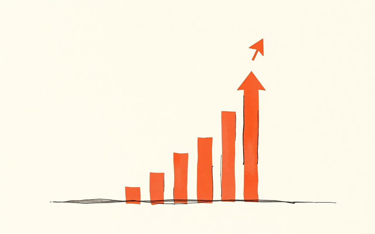 Ilustração editorial mostrando elementos de marketing digital (gráficos, smartphone e funil) para pequenas empresas